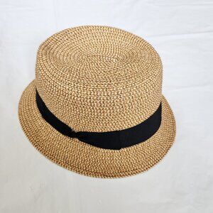 Women's Short Brim Straw Fedora Sun Hat